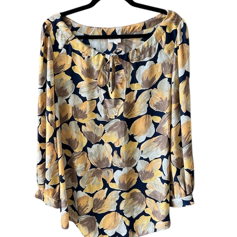 Meadow Rue Sz 12 Peasant Floral Fall Colors Michelia Long Sleeve Blouse Like New